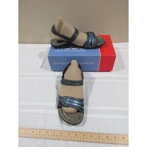 Abeo Brynn Sandals Women Sz 9 Blue Leather Adjustable Slingback Bio Support